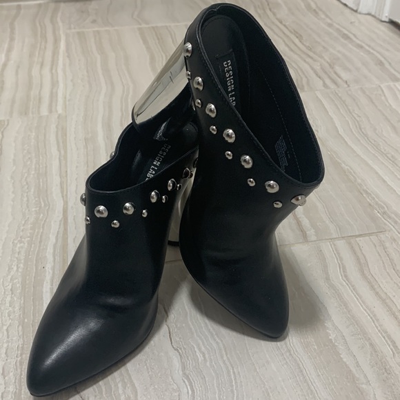 Design Lab - Studded Leather Mules with Chrome Heels - Picture 4 of 4